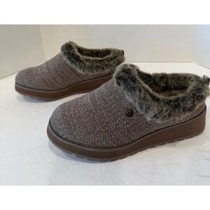 NWOT Skechers BOBS Keepsakes Ice Angel Taupe Faux Fur Knit Slippers Sz 6